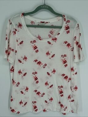 Lucky Brand Scoop Neck Short Sleeve Floral Tee Shirt Women’s Size Medium